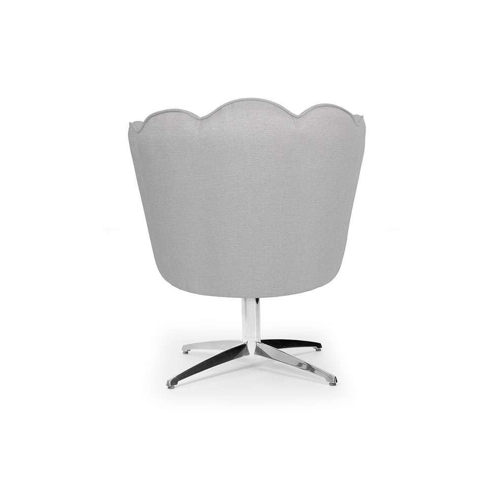 Poltrona Ariel Giratória Linho Creme e Cromada - 6