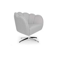 Poltrona Ariel Giratória Linho Creme e Cromada - 1