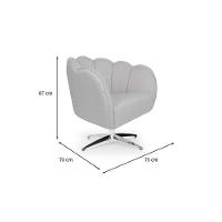 Poltrona Ariel Giratória Linho Creme e Cromada - 3