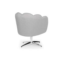 Poltrona Ariel Giratória Linho Creme e Cromada - 5