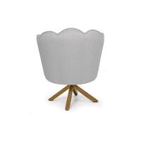 Poltrona Ariel Giratória Linho Creme e Madeira - 5