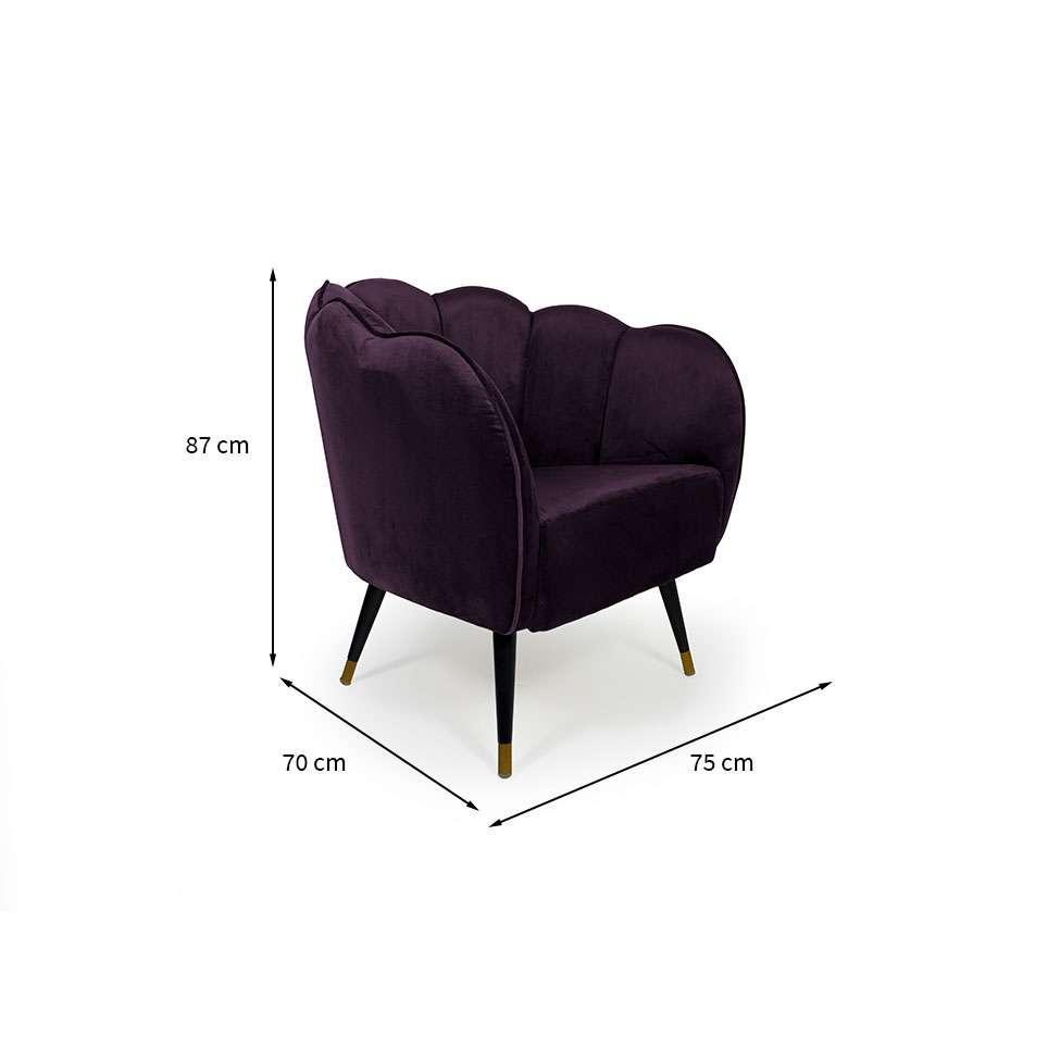 Poltrona Ariel Pé Palito Veludo Uva e Preta - 3