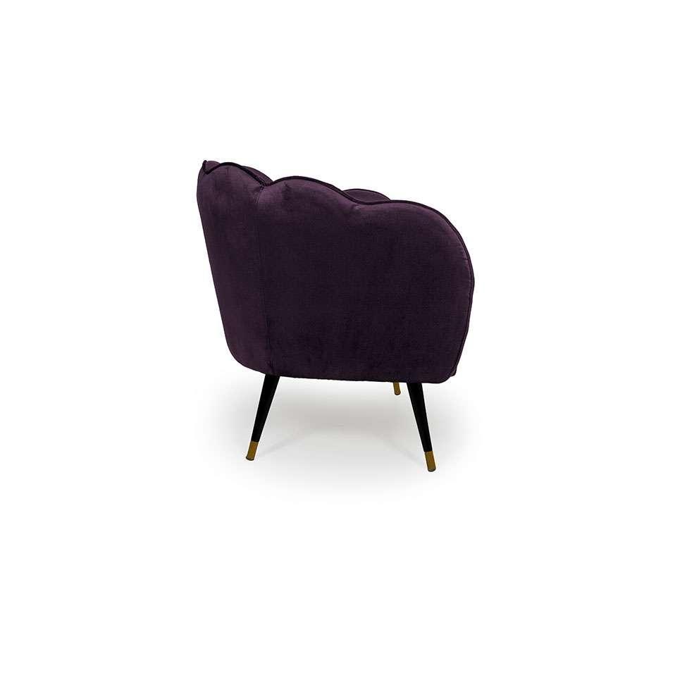 Poltrona Ariel Pé Palito Veludo Uva e Preta - 5