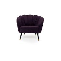 Poltrona Ariel Pé Palito Veludo Uva e Preta - 2