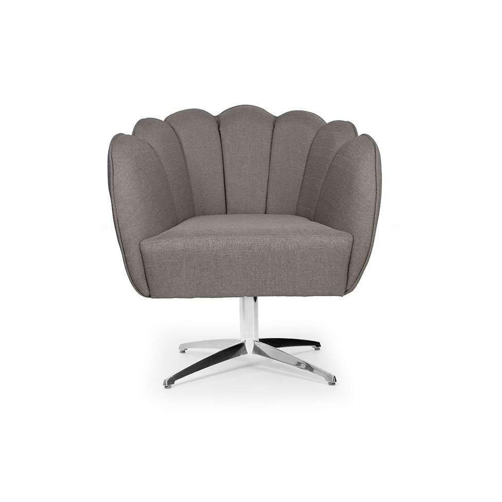 Poltrona Ariel Giratória Linho Fendi e Cromada - 2