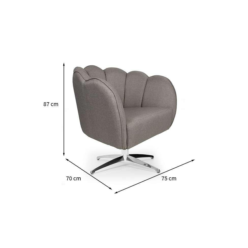 Poltrona Ariel Giratória Linho Fendi e Cromada - 3