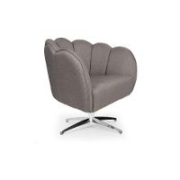 Poltrona Ariel Giratória Linho Fendi e Cromada - 1