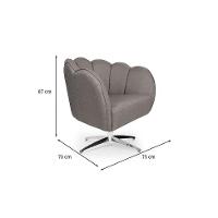 Poltrona Ariel Giratória Linho Fendi e Cromada - 3