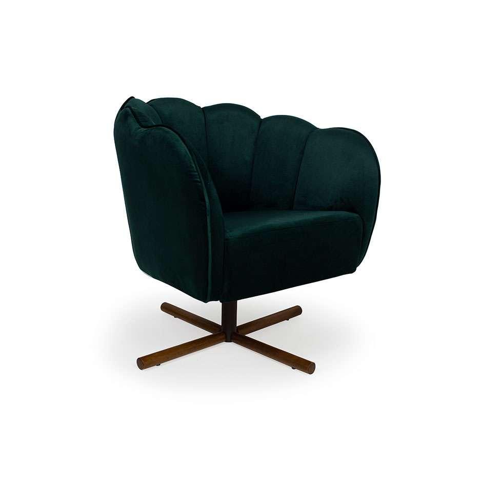 Poltrona Ariel Giratória Suede Esmeralda e Castanho - 1