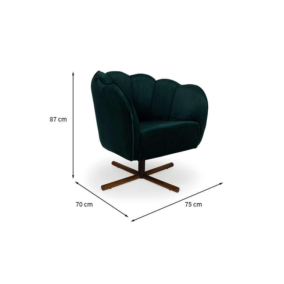 Poltrona Ariel Giratória Suede Esmeralda e Castanho - 3