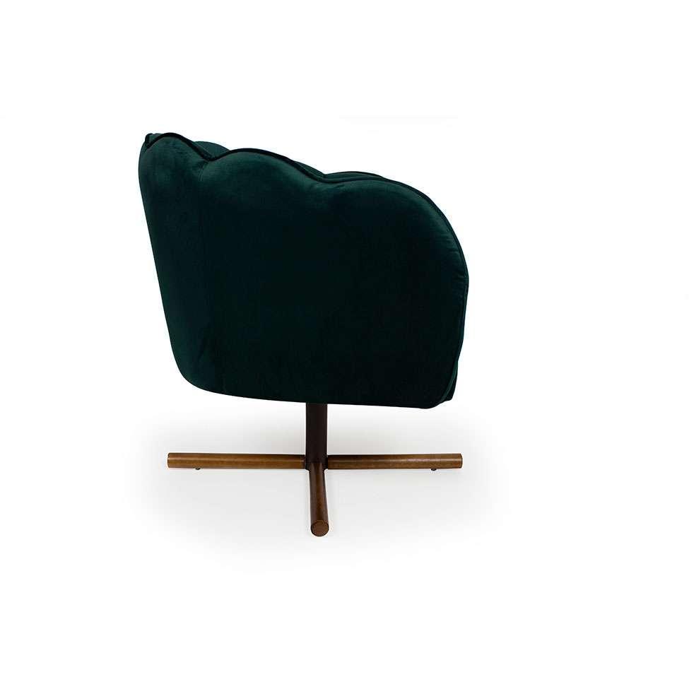 Poltrona Ariel Giratória Suede Esmeralda e Castanho - 4