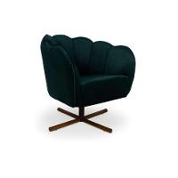 Poltrona Ariel Giratória Suede Esmeralda e Castanho - 1