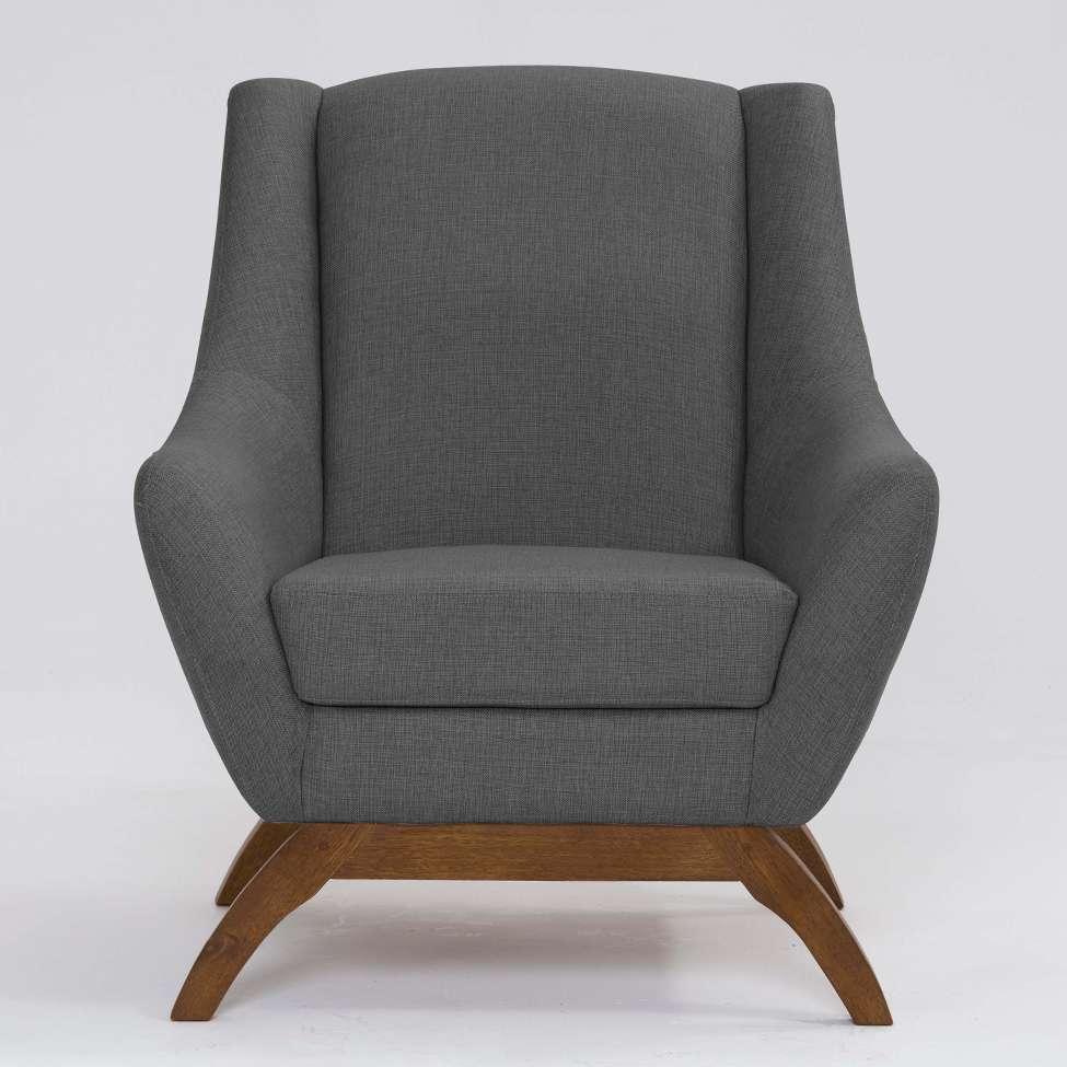 Poltrona Juliet Linho Mescla Chumbo e Madeira - 2