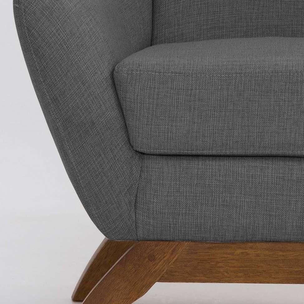 Poltrona Juliet Linho Mescla Chumbo e Madeira - 7