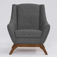 Poltrona Juliet Linho Mescla Chumbo e Madeira - 2