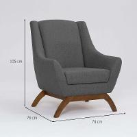 Poltrona Juliet Linho Mescla Chumbo e Madeira - 3