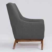 Poltrona Juliet Linho Mescla Chumbo e Madeira