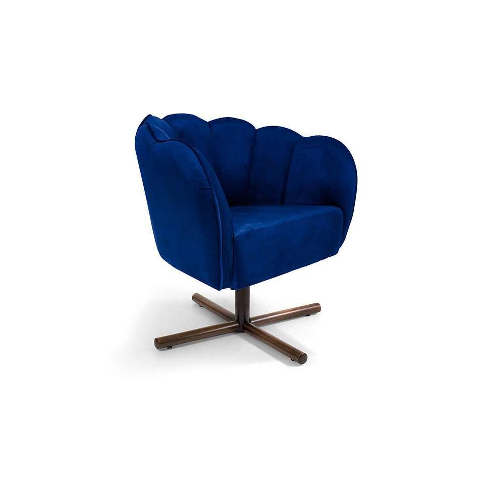 Poltrona Giratória Ariel Veludo Royal e Castanho - 1