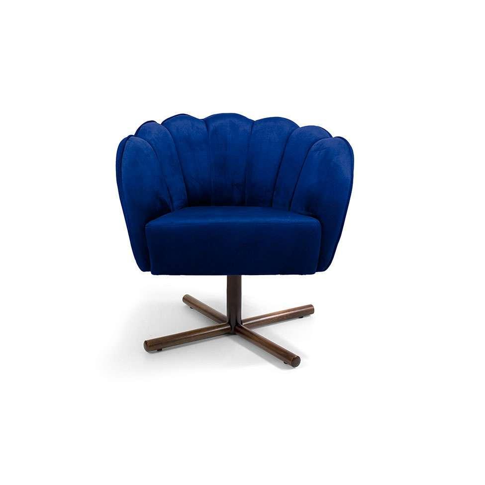 Poltrona Giratória Ariel Veludo Royal e Castanho - 2