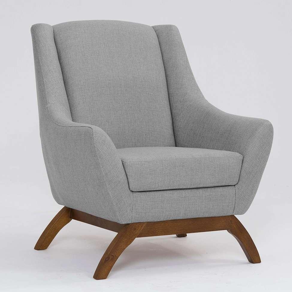 Poltrona Juliet Linho Mescla Elefante e Madeira - 1