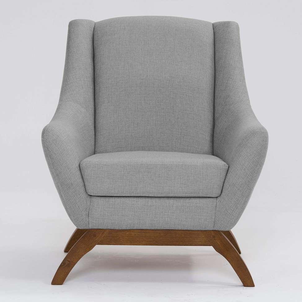 Poltrona Juliet Linho Mescla Elefante e Madeira - 2