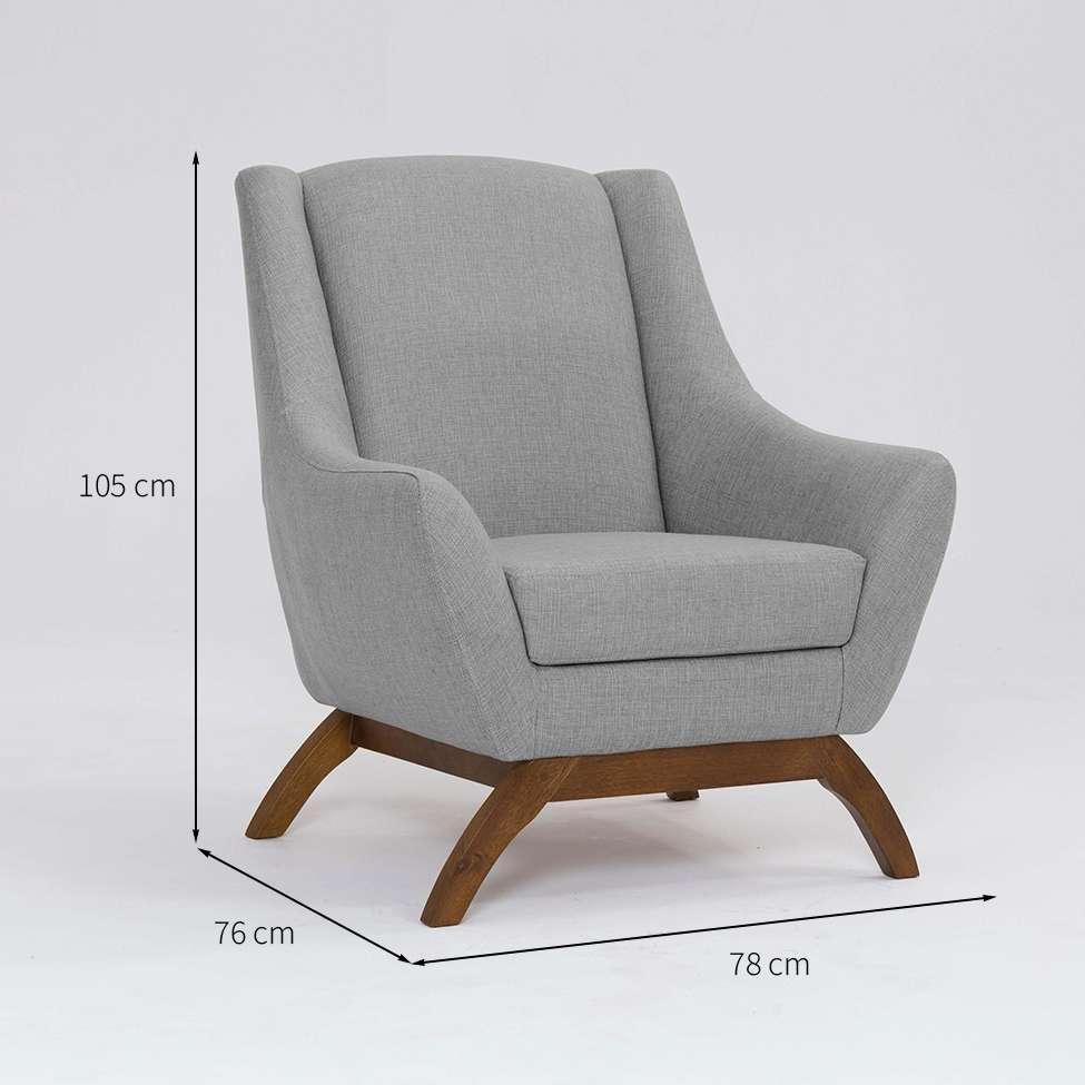 Poltrona Juliet Linho Mescla Elefante e Madeira - 3