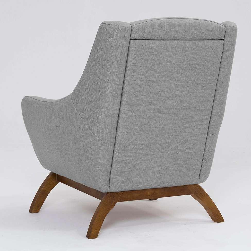 Poltrona Juliet Linho Mescla Elefante e Madeira - 5