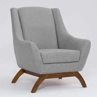 Poltrona Juliet Linho Mescla Elefante e Madeira - 1