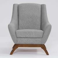 Poltrona Juliet Linho Mescla Elefante e Madeira - 2