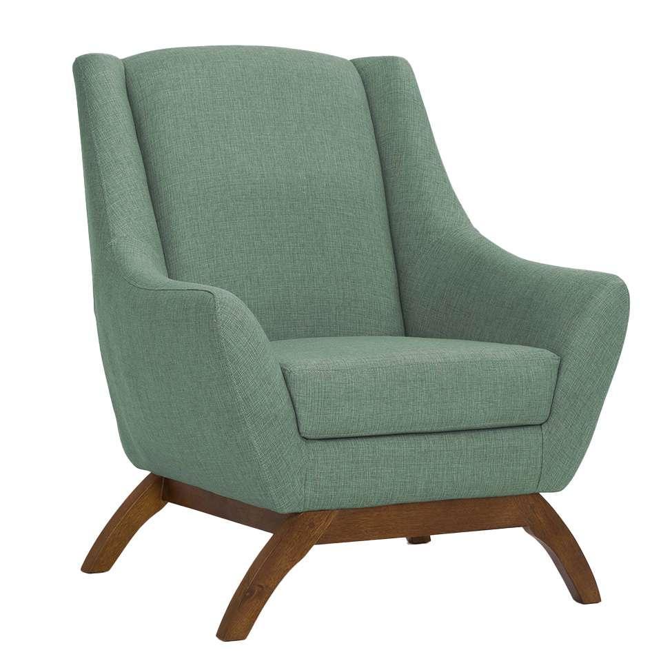 Poltrona Juliet Linho Mescla Verde Salvia e Madeira - 1