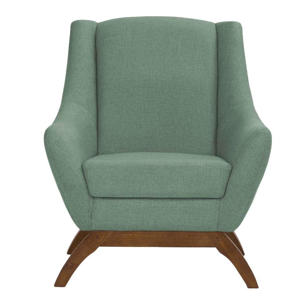 Poltrona Juliet Linho Mescla Verde Salvia e Madeira - 2