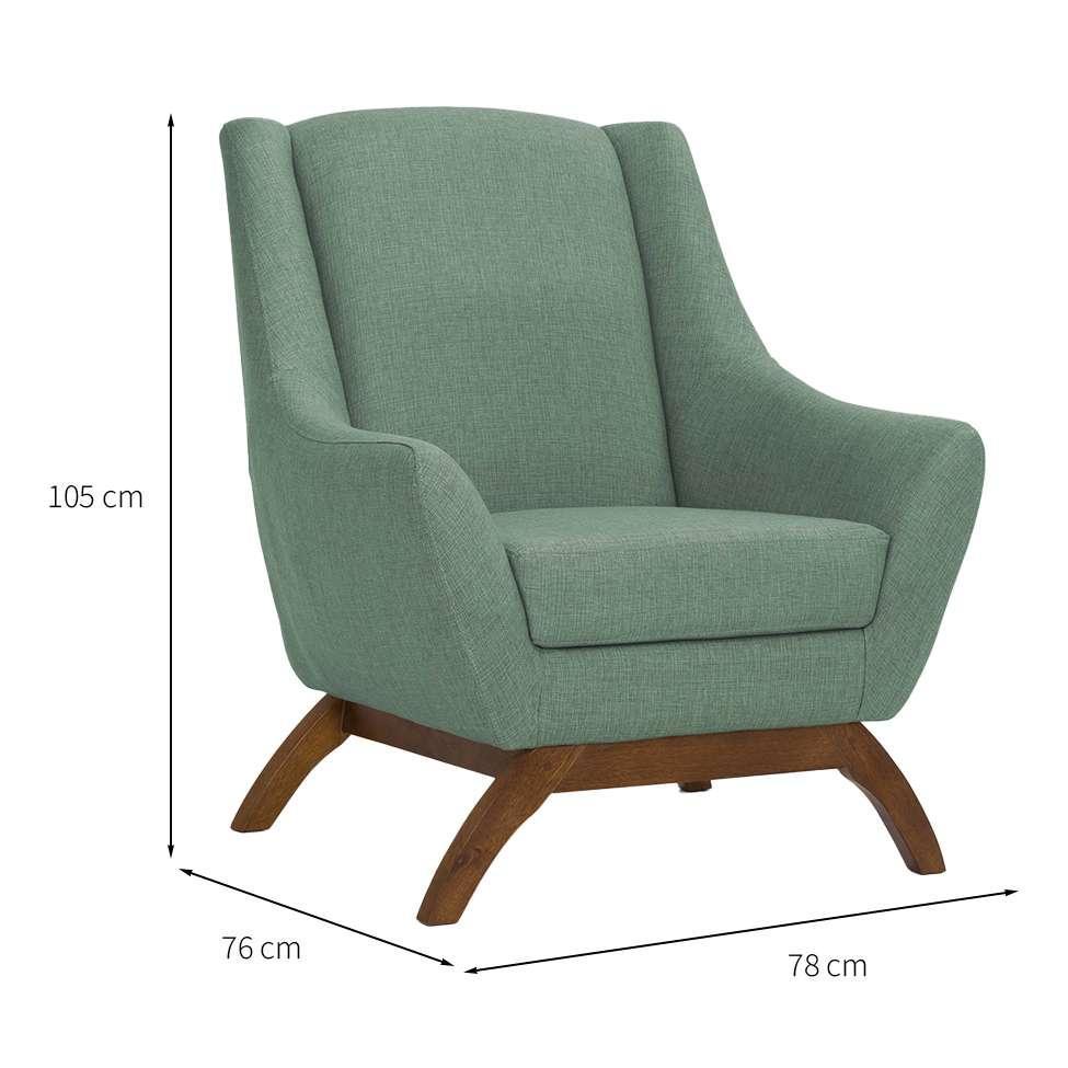 Poltrona Juliet Linho Mescla Verde Salvia e Madeira - 3