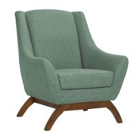 Poltrona Juliet Linho Mescla Verde Salvia e Madeira - 1