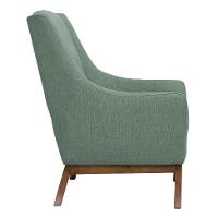 Poltrona Juliet Linho Mescla Verde Salvia e Madeira