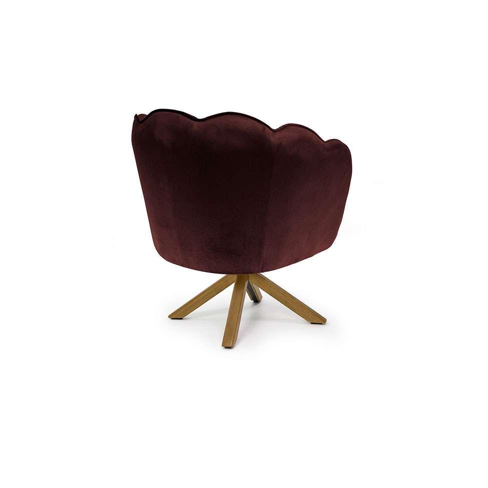 Poltrona Ariel Giratória Veludo Malbec e Madeira - 4