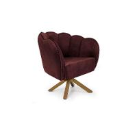 Poltrona Ariel Giratória Veludo Malbec e Madeira - 1