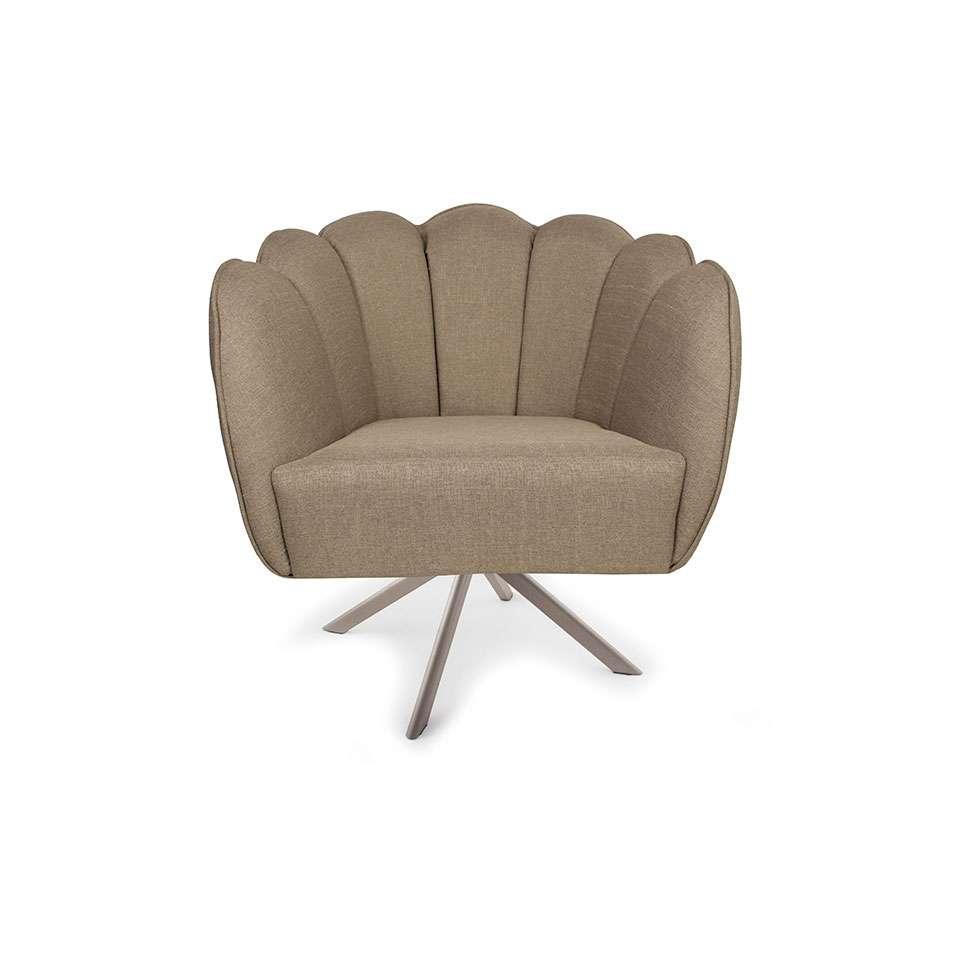 Poltrona Ariel Giratória Linho Bege e Champagne - 2