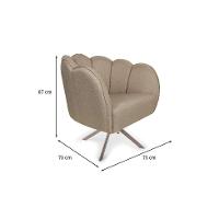 Poltrona Ariel Giratória Linho Bege e Champagne - 3