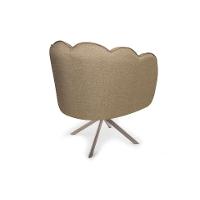 Poltrona Ariel Giratória Linho Bege e Champagne