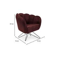 Poltrona Ariel Base Aço Veludo Malbec e Preta - 3