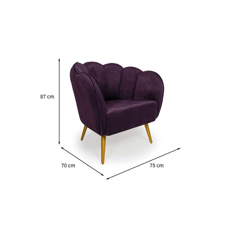 Poltrona Ariel Pé Palito Veludo Uva e Bronze - 3