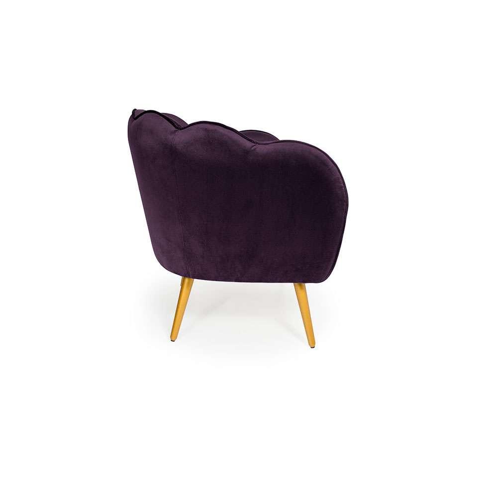 Poltrona Ariel Pé Palito Veludo Uva e Bronze - 5