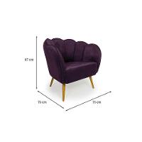 Poltrona Ariel Pé Palito Veludo Uva e Bronze - 3