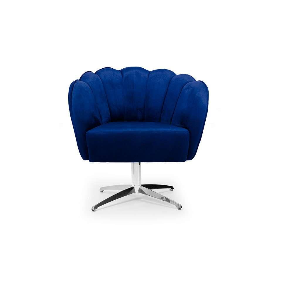 Poltrona Giratória Ariel Veludo Royal e Cromada - 2