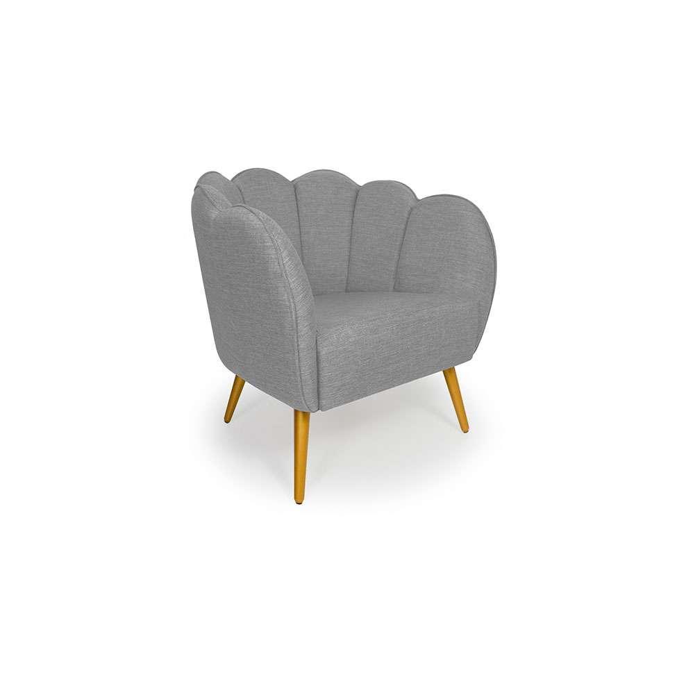 Poltrona Ariel Pé Palito Linho Mescla Cinza e Bronze - 1