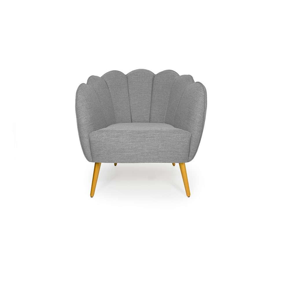 Poltrona Ariel Pé Palito Linho Mescla Cinza e Bronze - 2