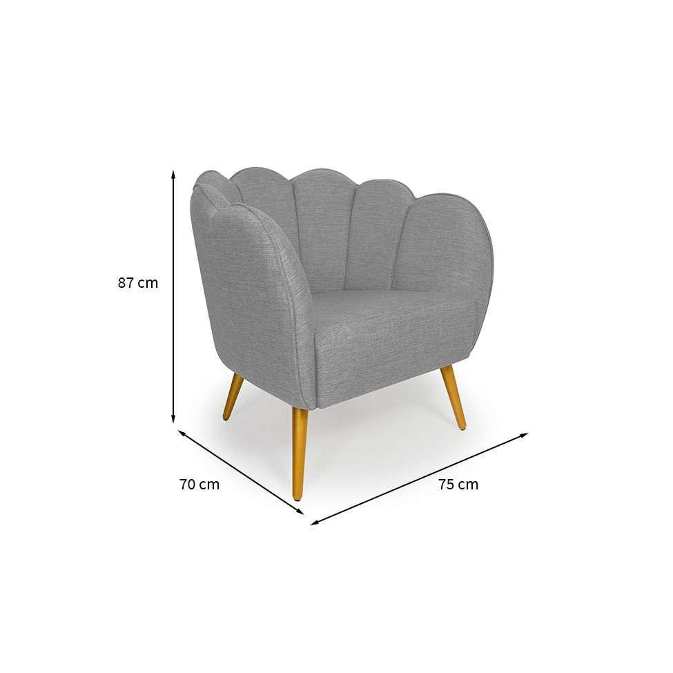 Poltrona Ariel Pé Palito Linho Mescla Cinza e Bronze - 3