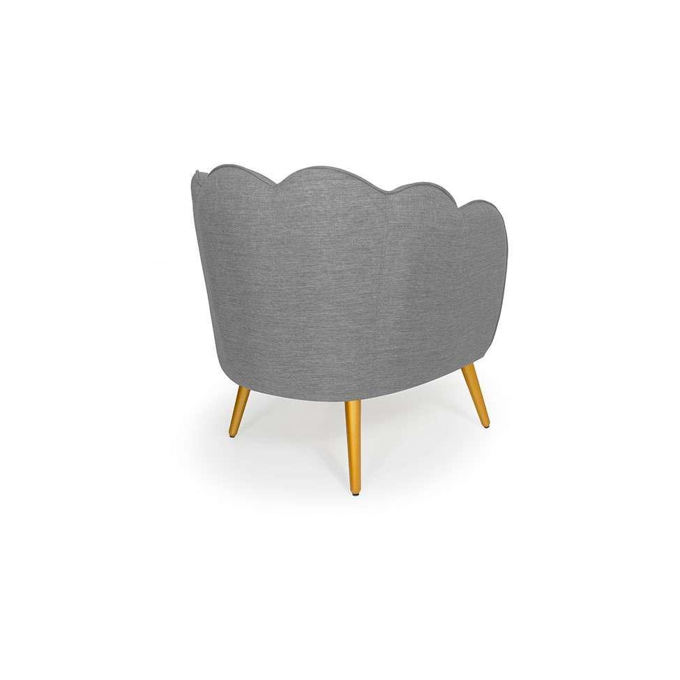 Poltrona Ariel Pé Palito Linho Mescla Cinza e Bronze - 5