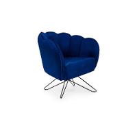 Poltrona Ariel Base Aço Veludo Royal e Preta - 1
