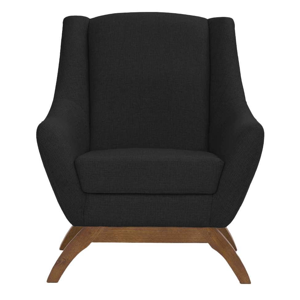 Poltrona Juliet Linho Preta e Madeira - 2